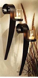 Contemporary Wrought Iron Wall Candle Holders