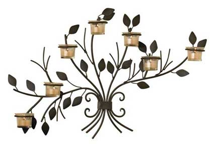 Floral Wrought Iron Wall Candle Holders