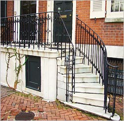 Outdoor Iron Stair Railings: Trendy Entry