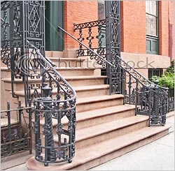 Outdoor Iron Stair Railings: Trendy Entry