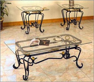Curved Wrought Iron Table Base for Rectangle Glass Top