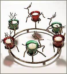 Wrought Iron Reindeer Table Top Candle Holder 