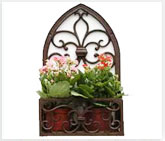 Garden Decoration with Wrought Iron Planters and Baskets